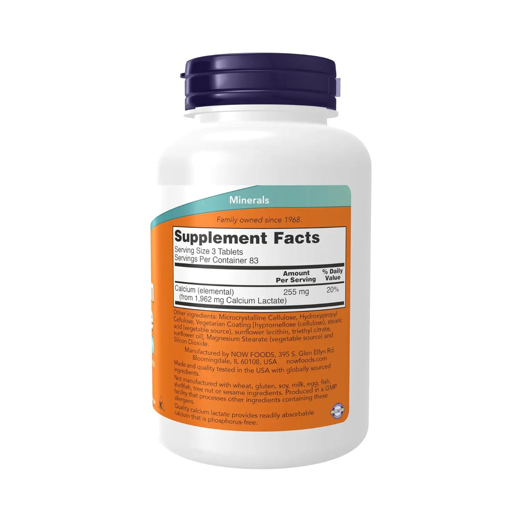 NOW Foods, Lactato de calcio, 250 tabletas sfn