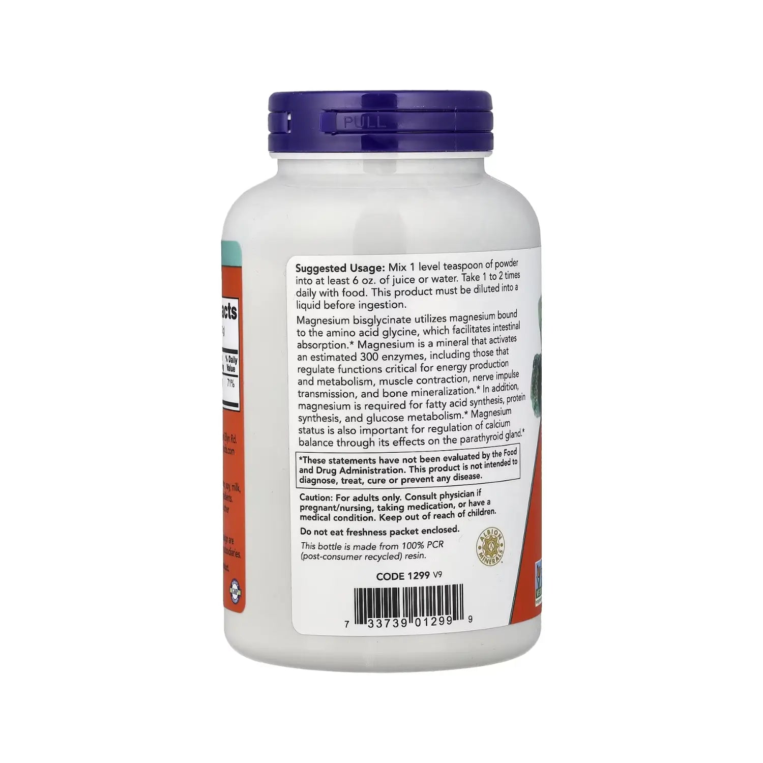 NOW FOODS BISGLICINATO DE MAGNESIO EN POLVO 227 G (8 OZ) SFN