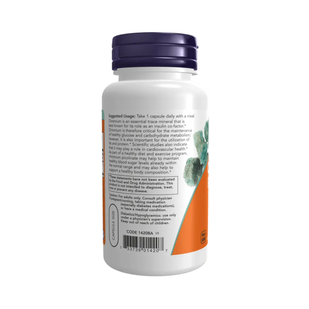 PICOLINATO DE CROMO, 200 MCG 100 VEGCAPS NOW FOODS SFN