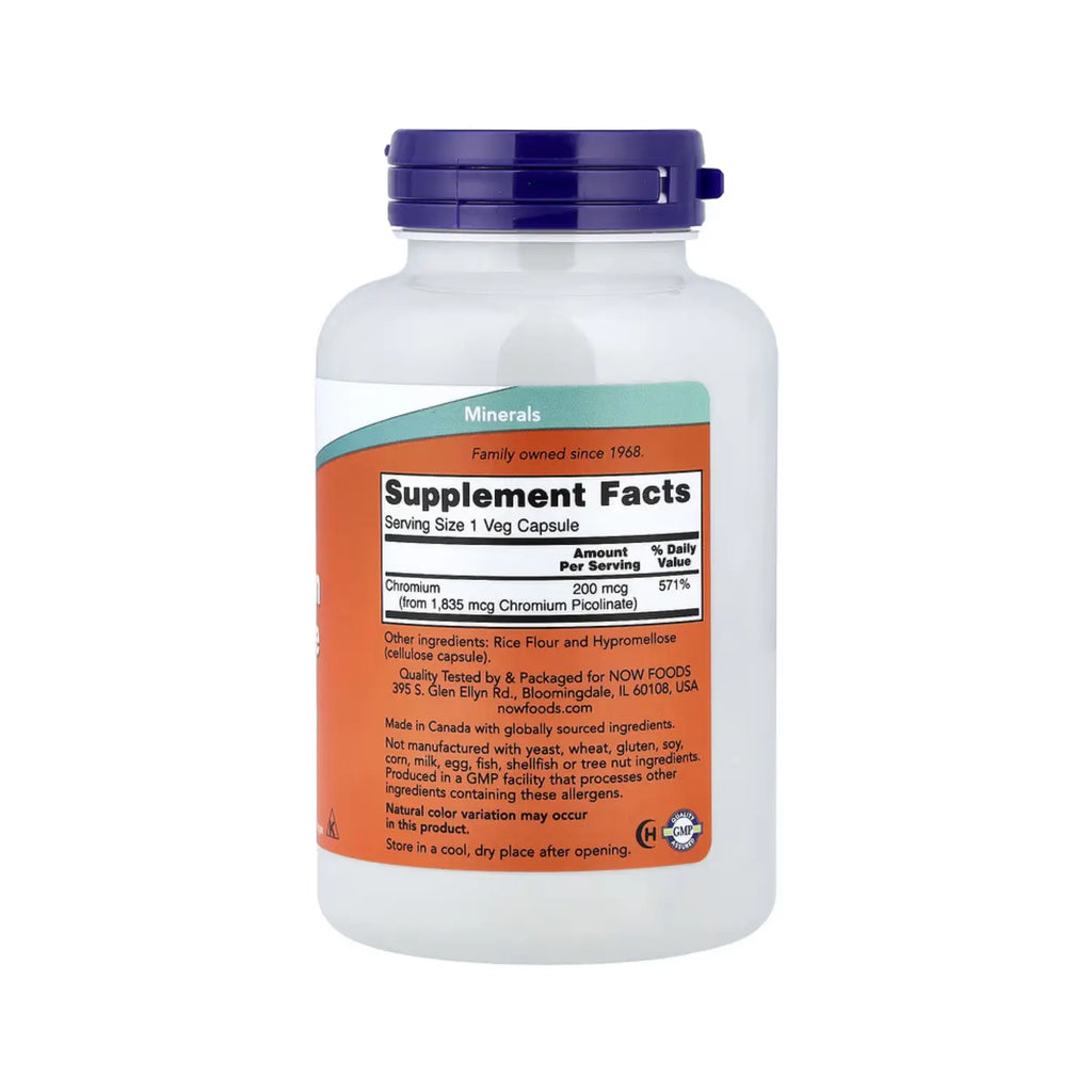 NOW FOODS PICOLINATO DE CROMO 200 MCG 250 VCAPS SFN