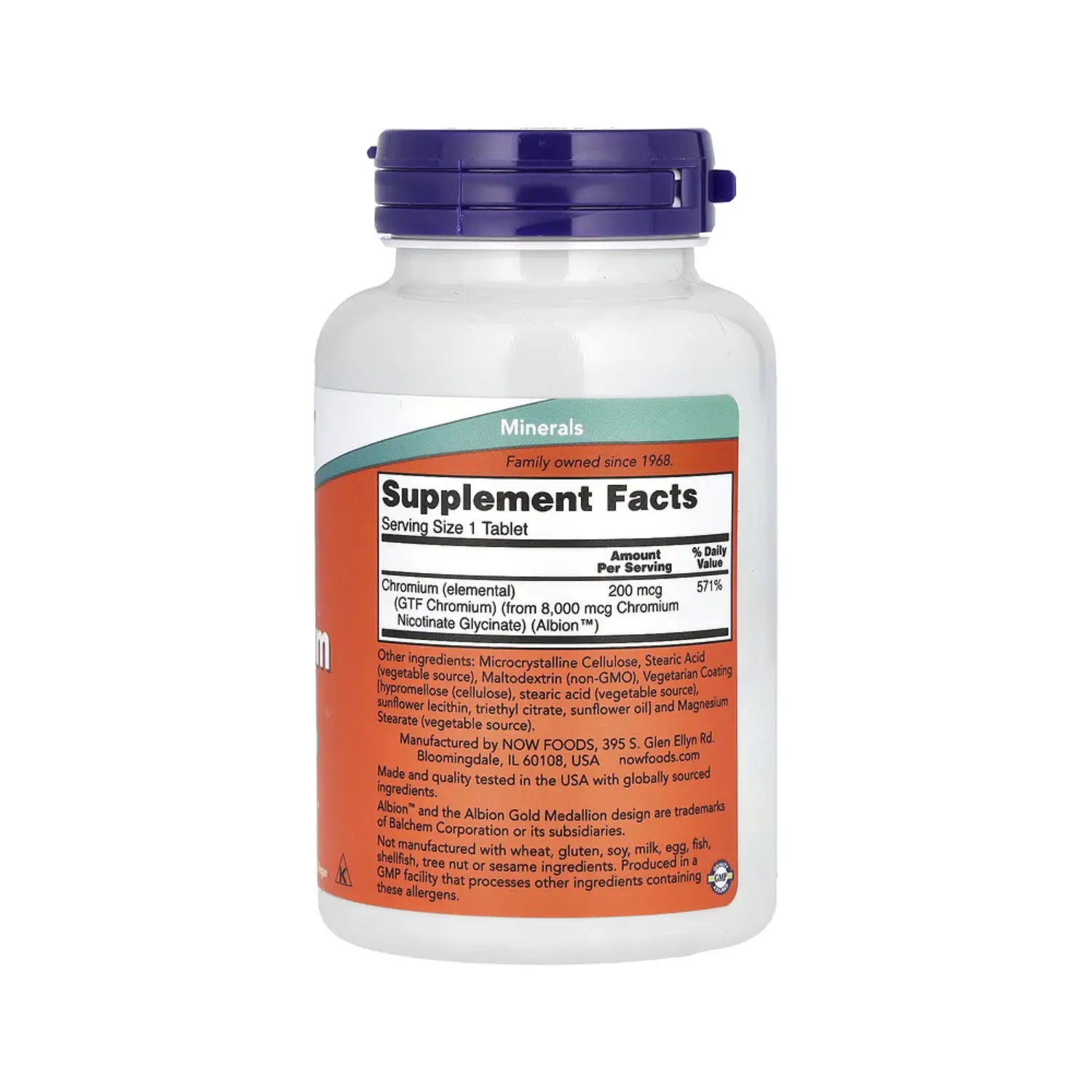 NOW Foods, Cromo GTF, 200 mcg, 250 comprimidos sfn
