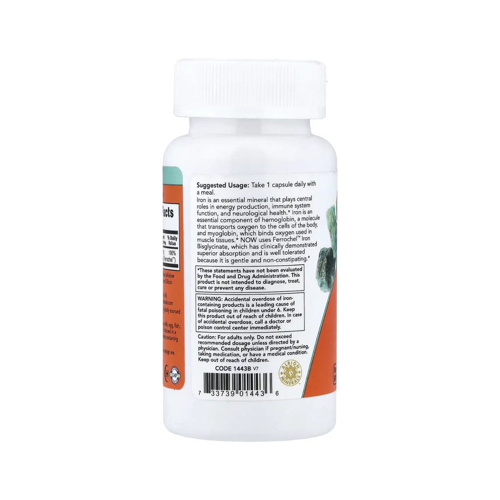 NOW FOODS IRON FERROCHEL HIERRO 18 MG 120 VEGCAPS SFN