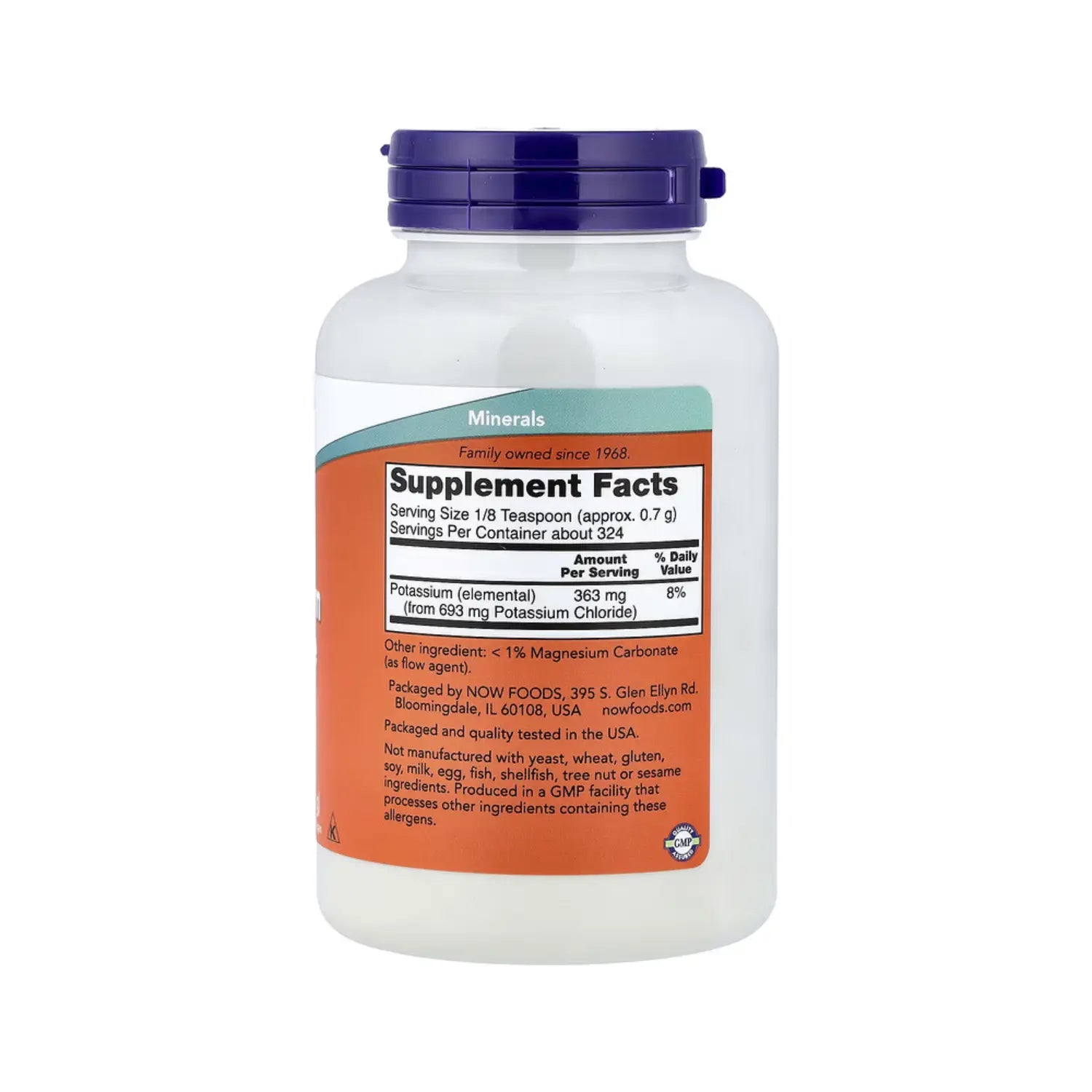 NOW FOODS, CLORURO DE POTASIO EN POLVO, 227 G (8 OZ) SFN