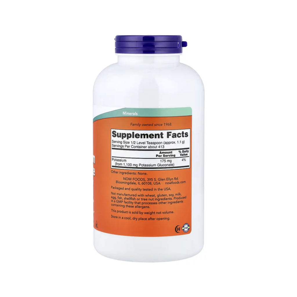 NOW Foods, Gluconato de potasio puro en polvo, 454 g (1 lb) sfn