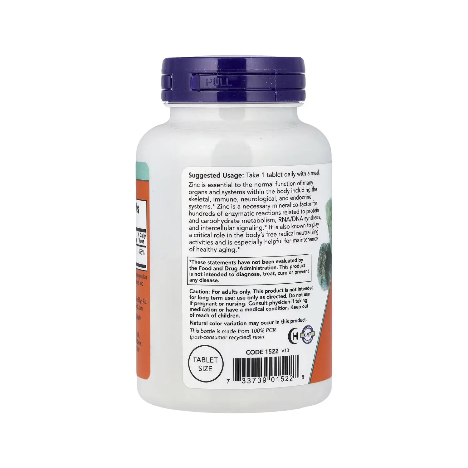 NOW FOODS ZINC IMUNIDAD 50MG 250 TABS VEGANO SFN
