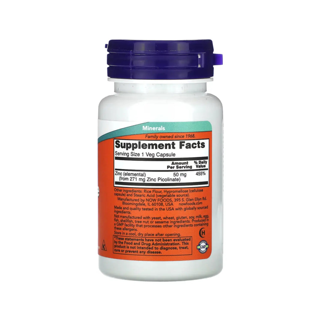 NOW FOODS ZINC PICOLINATE 50mg 30 VCAPS