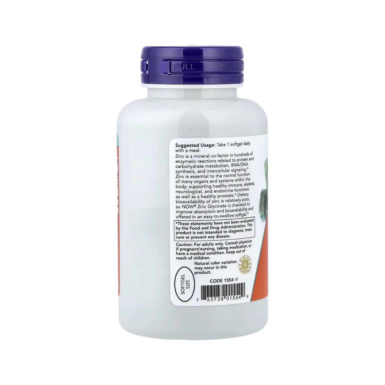 NOW FOODS GLICINATO DE ZINC 30MG ALBION 120SOFTGELS SFN