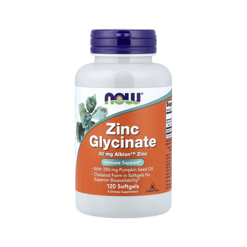 NOW FOODS GLICINATO DE ZINC 30MG ALBION 120SOFTGELS SFN
