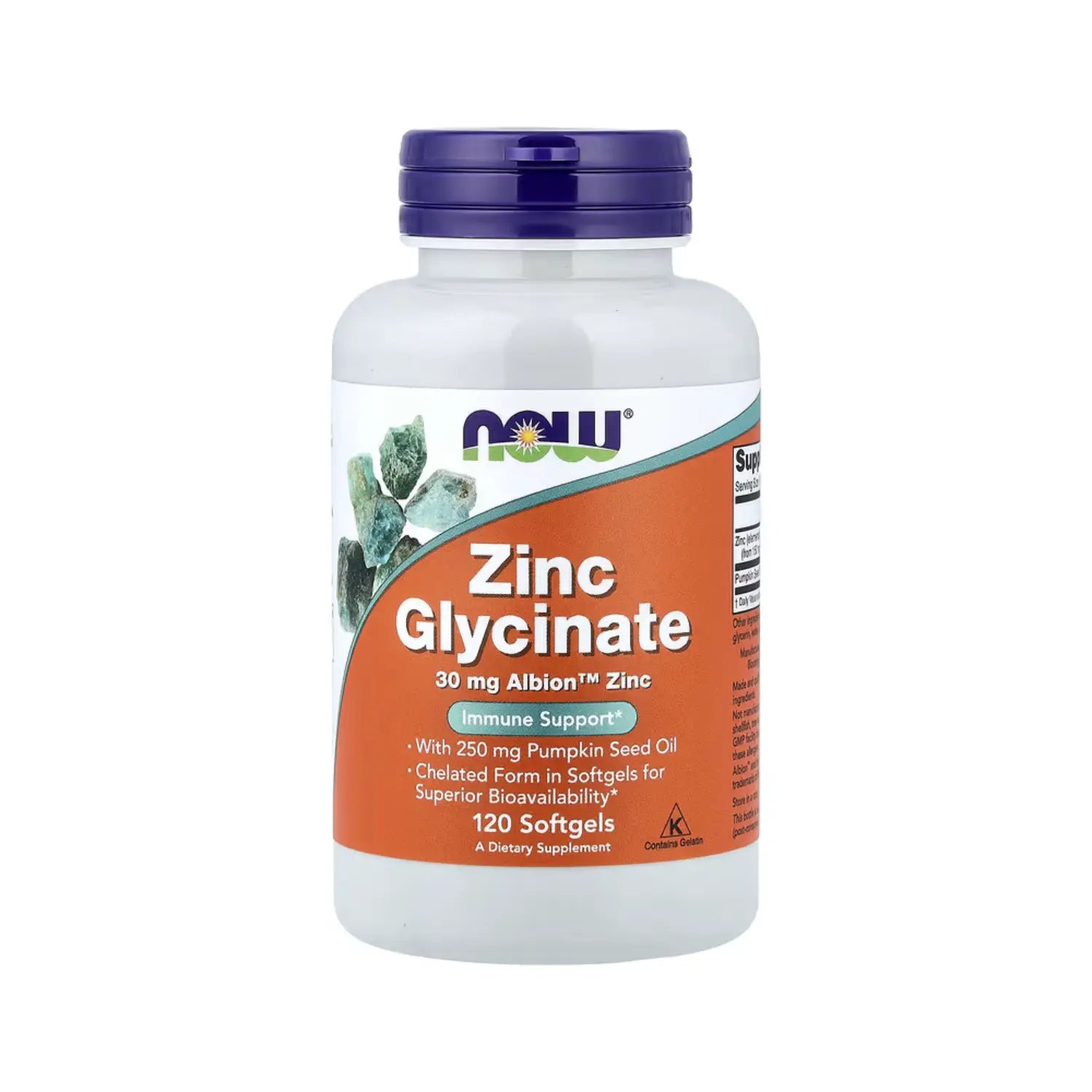 NOW FOODS GLICINATO DE ZINC 30MG ALBION 120SOFTGELS SFN