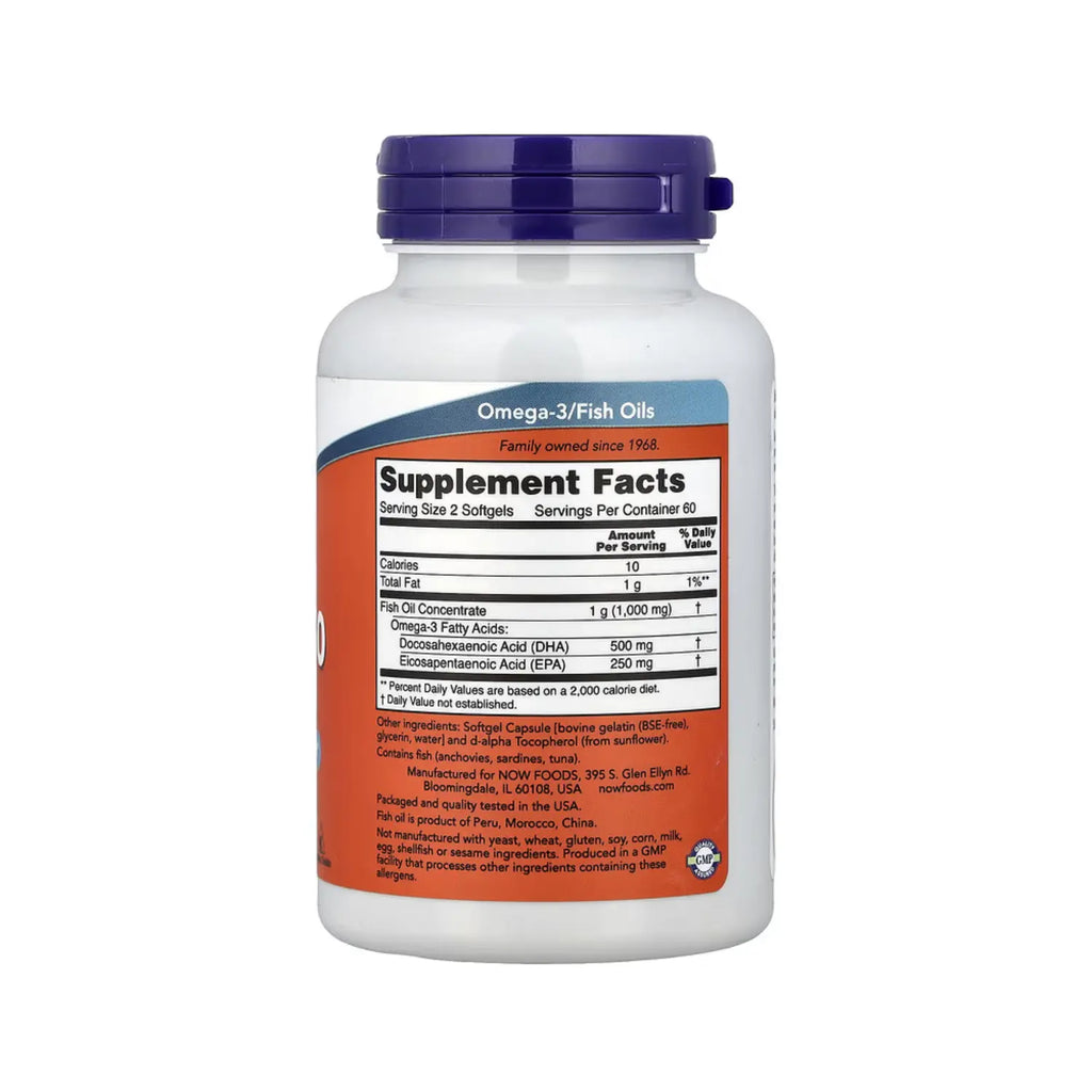NOW FOODS DHA-250 / EPA-125 120SOFTGELS SOPORTE CEREBRAL SFN