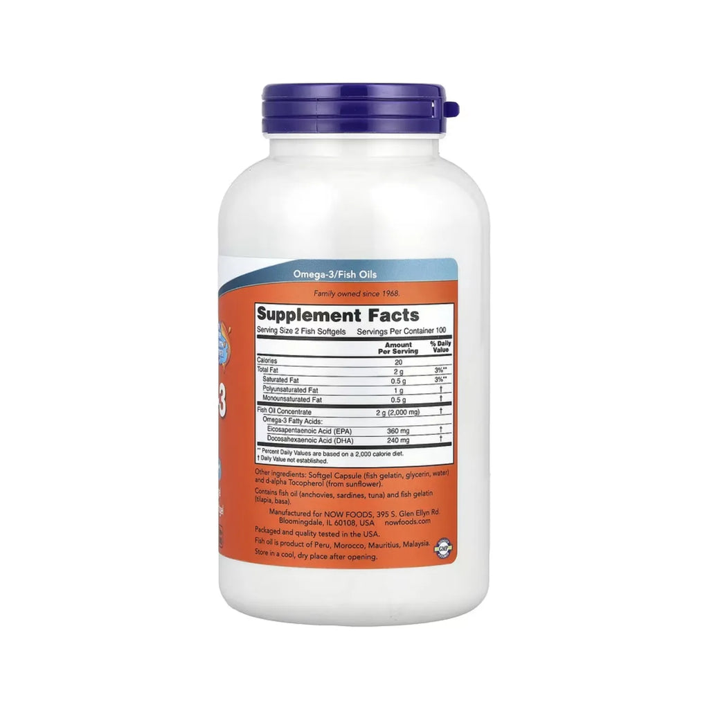 NOW FOODS OMEGA 3FO 1000MG 180 EPA / 120 DHA 200FISHGEL SFN