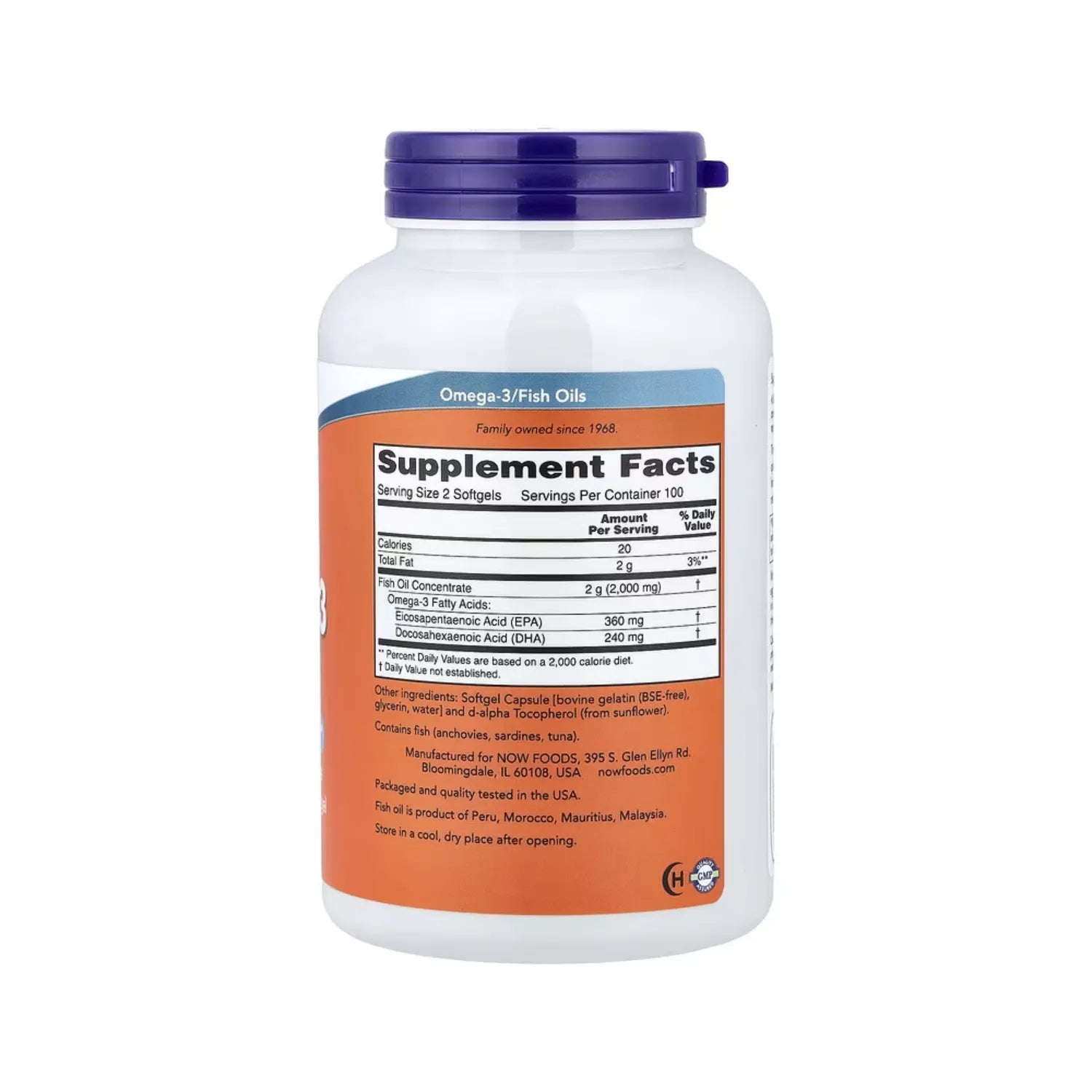 Now Foods Aceite De Pescado Con Omega-3, Refuerzo Para La Salud Cardiovascular 200 Cápsulas Blandas