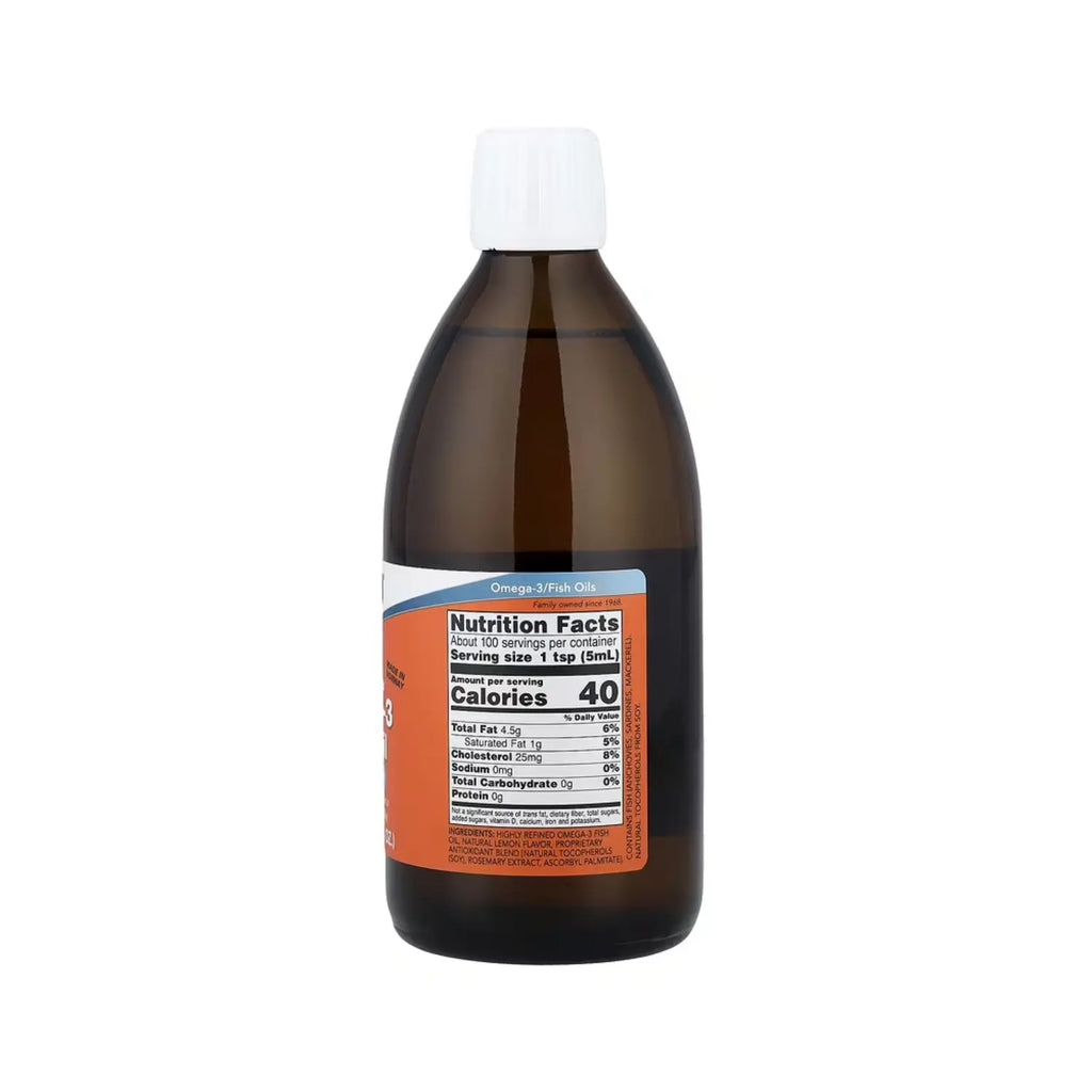 NOW Foods, Aceite de pescado con Omega-3, sabor limón, 16.9 fl oz (500 ml) sfn