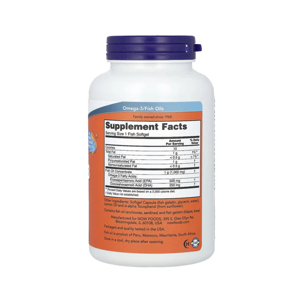 NOW Foods, Ultra Omega-3, Ácido eicosapentaenoico: 500/Ácido docosahexaenoico: 250, 180 softgel sfn