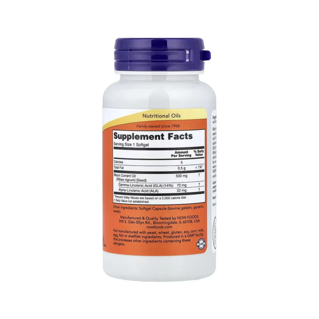 NOW Foods, Aceite de grosella negra, 500 mg, 100 cápsulas blandas sfn