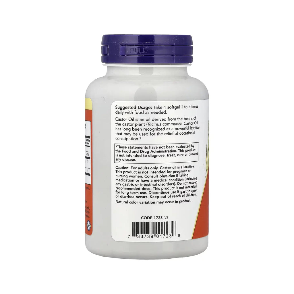 NOW FOODS, ACEITE DE RICINO, 650 MG, 120 SOFTGELS SFN