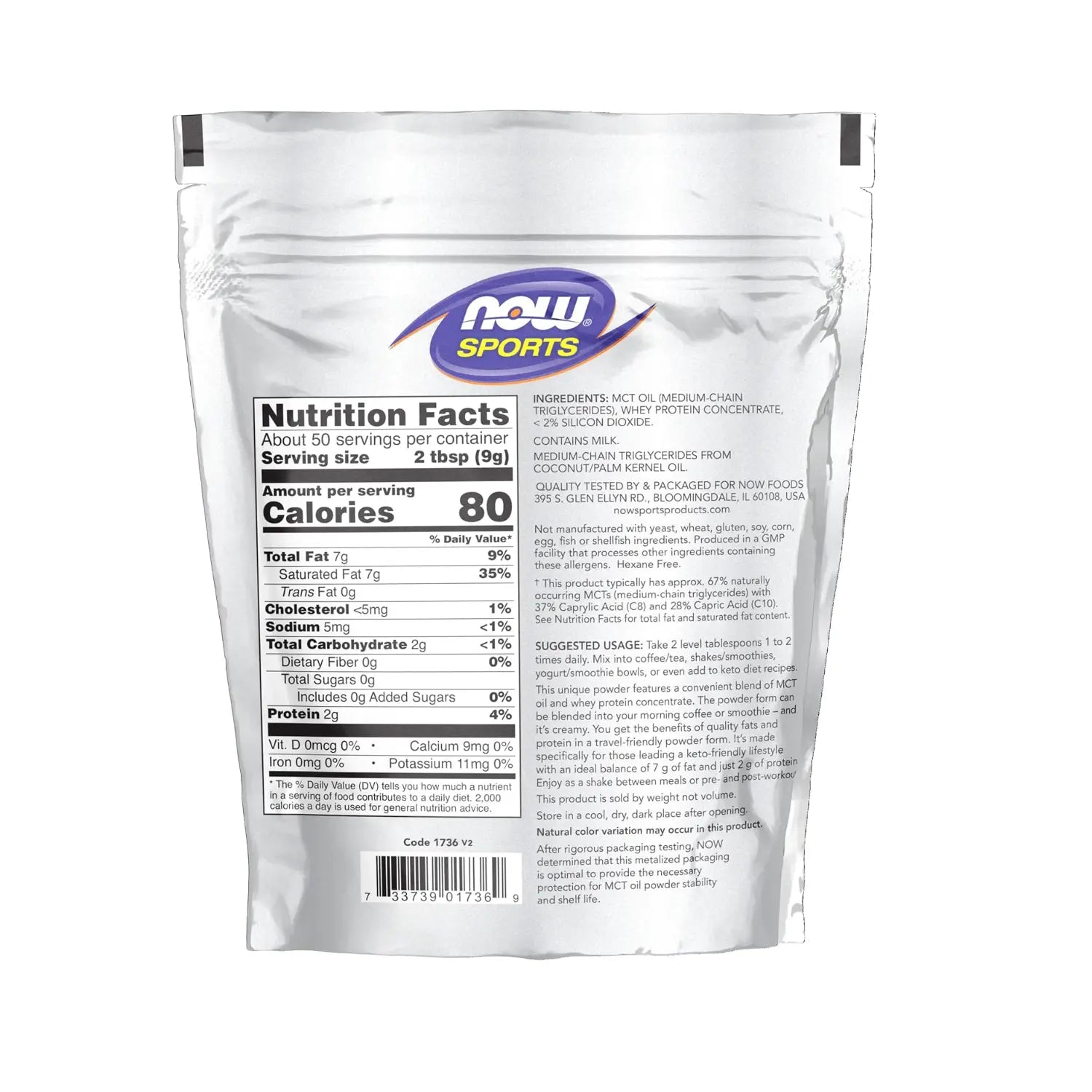NOW FOODS MCT PROTEÍNA DE SUERO DE LECHE EN POLVO 454G SFN