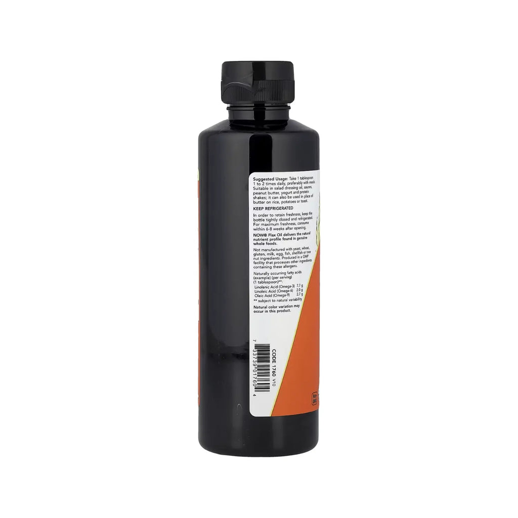 NOW Foods, Aceite de semilla de lino certificado orgánico, 12 fl oz sfn