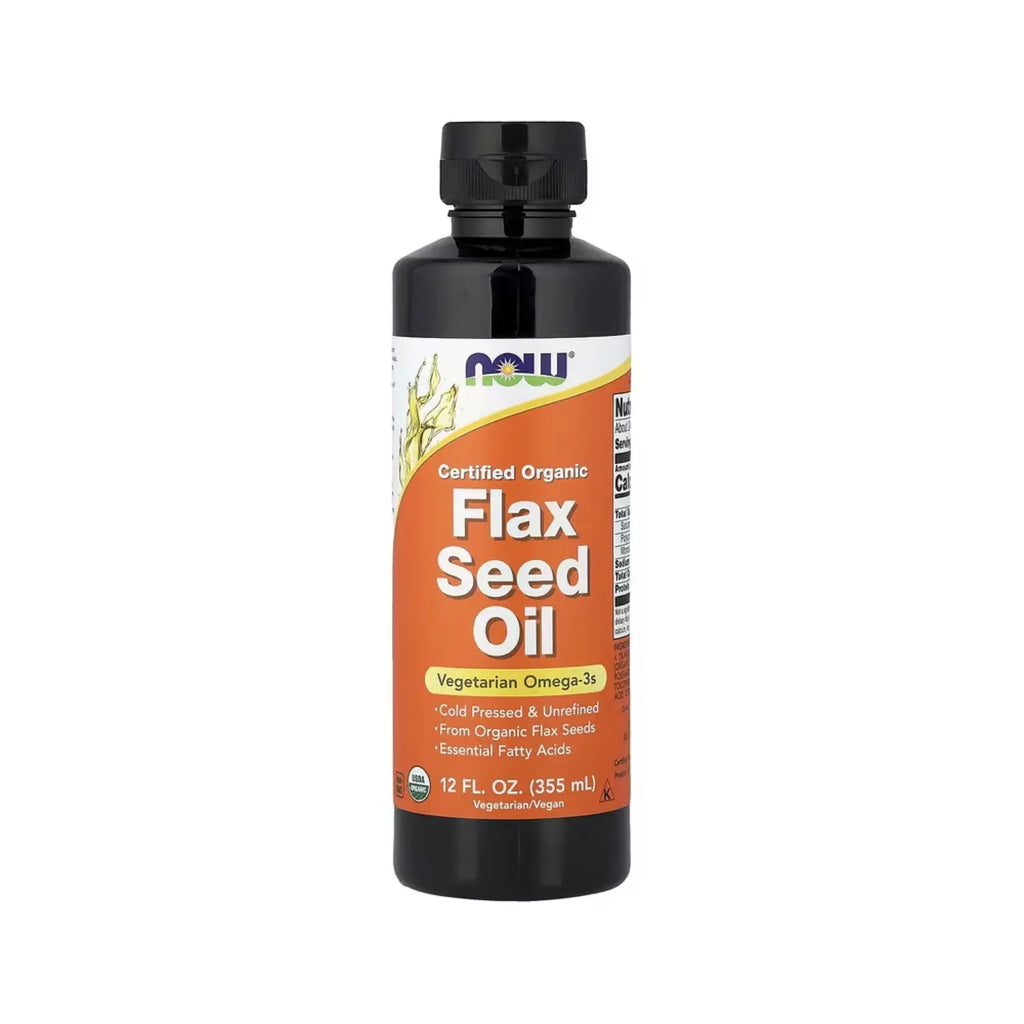 NOW Foods, Aceite de semilla de lino certificado orgánico, 12 fl oz sfn