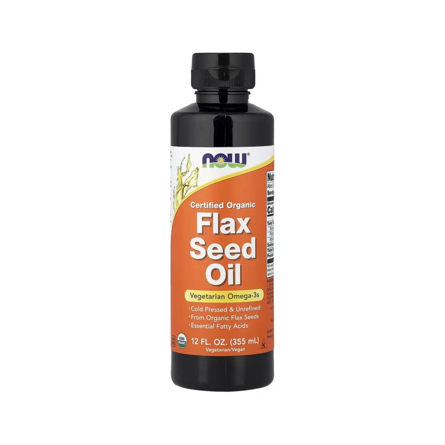 NOW Foods, Aceite de semilla de lino certificado orgánico, 12 fl oz sfn