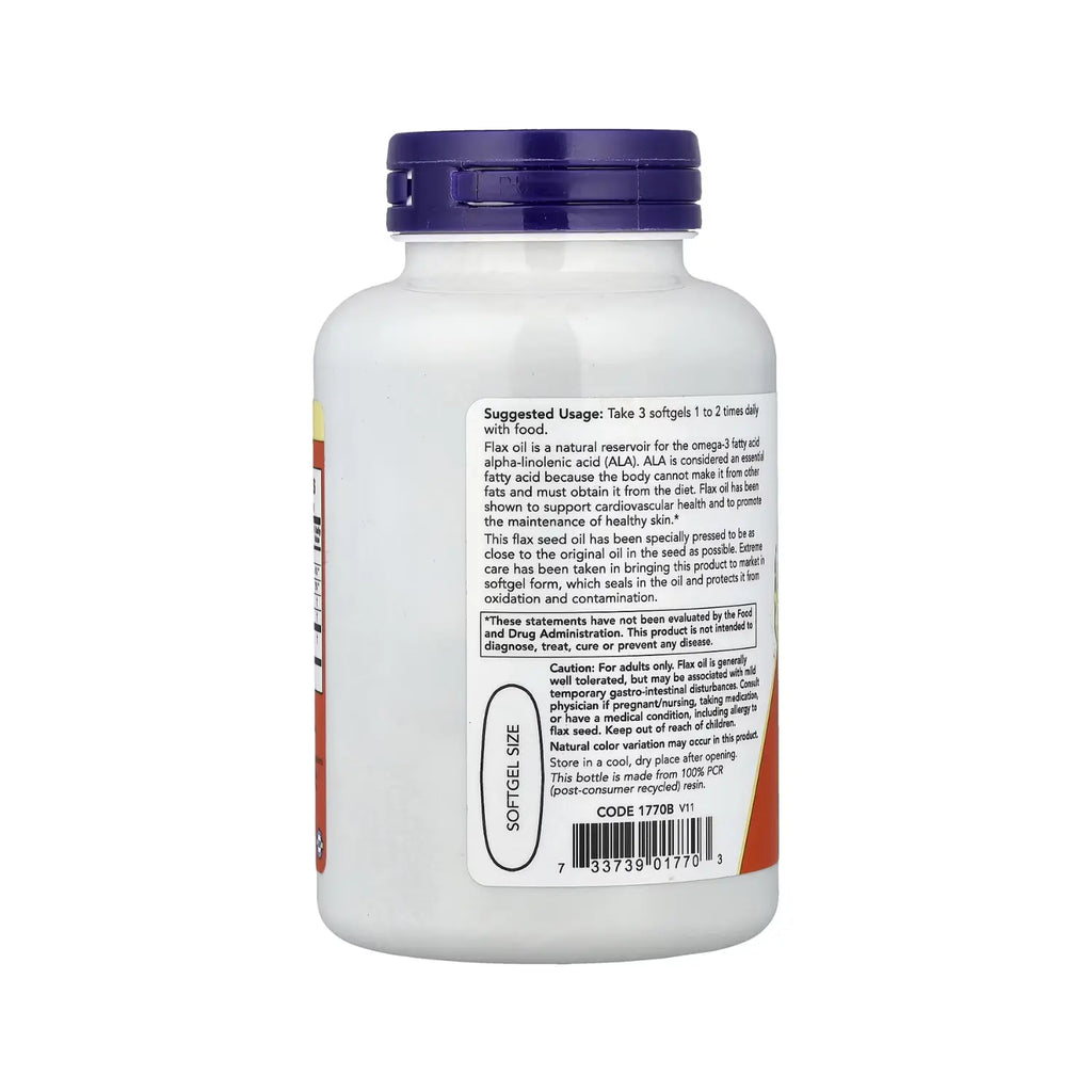 NOW Foods, Aceite de lino, 1000 mg, 100 cápsulas blandas sfn