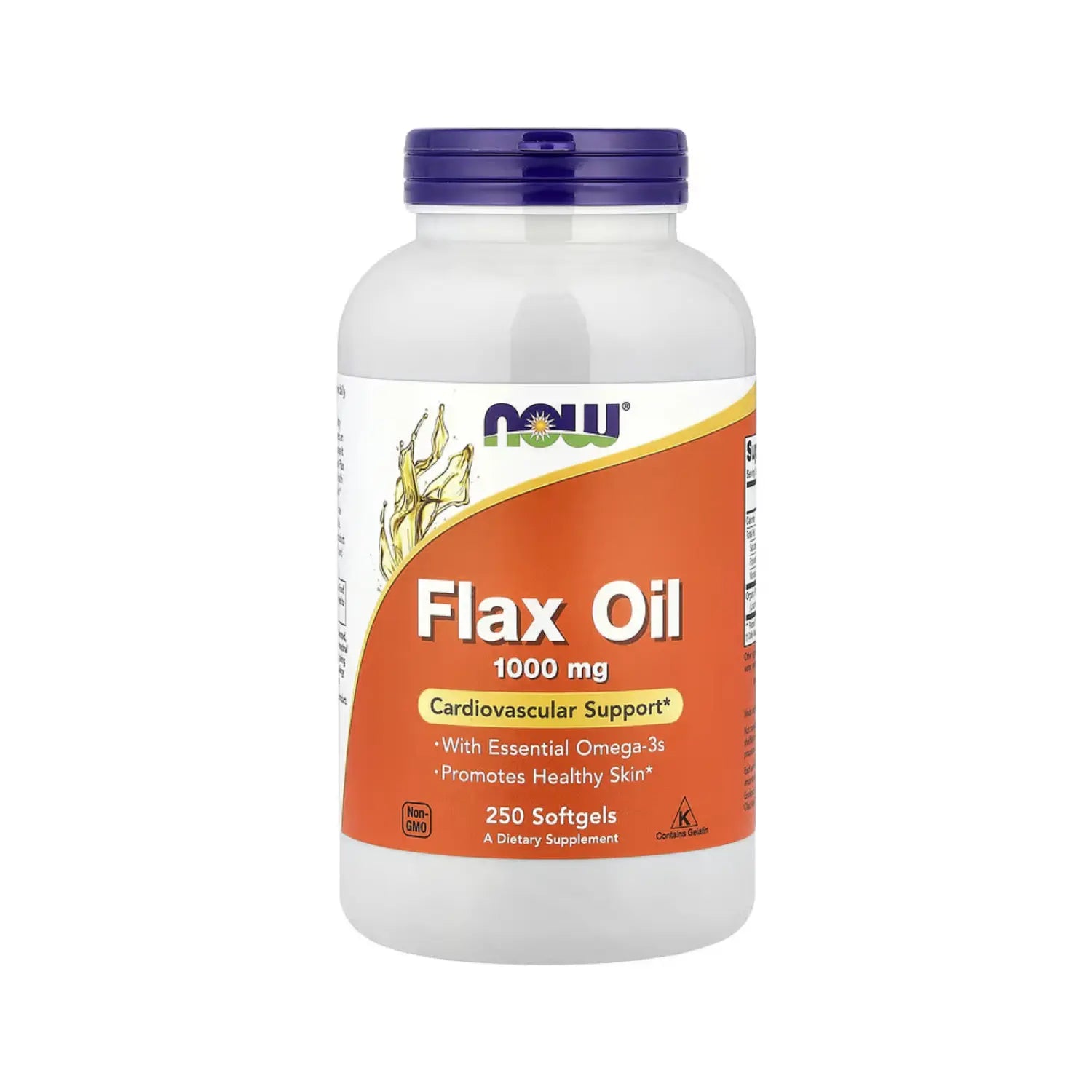 NOW Foods, Aceite de lino con omega-3 esenciales, 1000 mg, 250 softcaps sfn