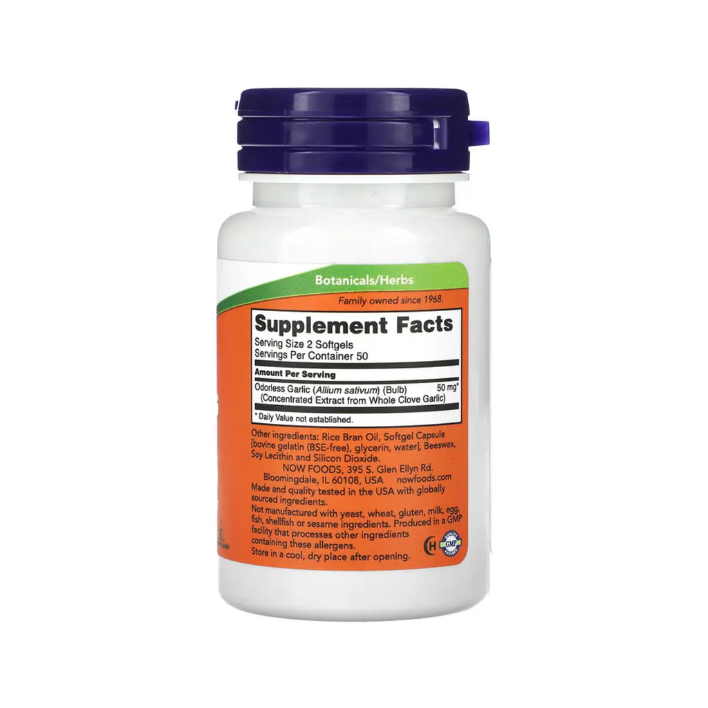 NOW Foods, Ajo inodoro, Extracto concentrado, 100 softgel sfn