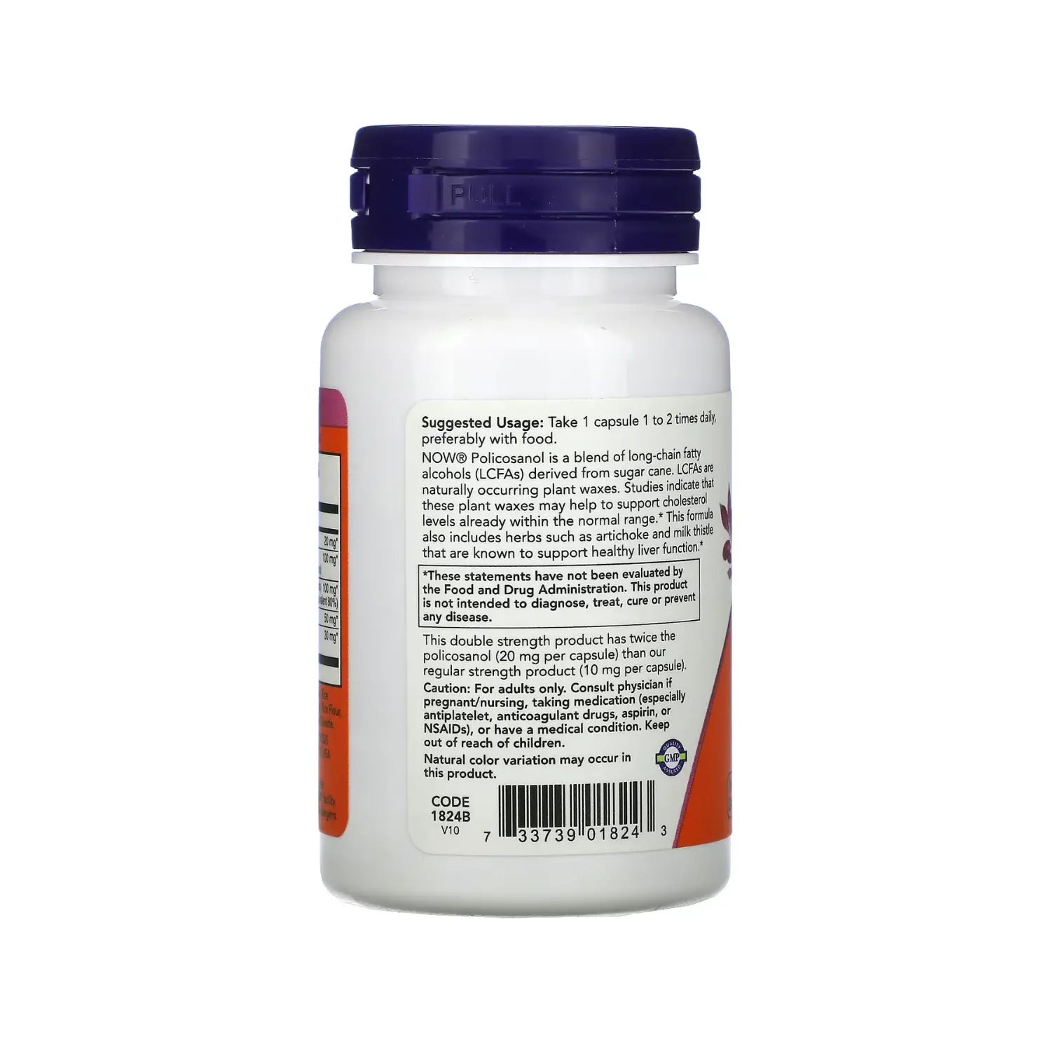 NOW FOODS, POLICOSANOL DE DOBLE CONCENTRACIÓN, 90 CAPS SFN