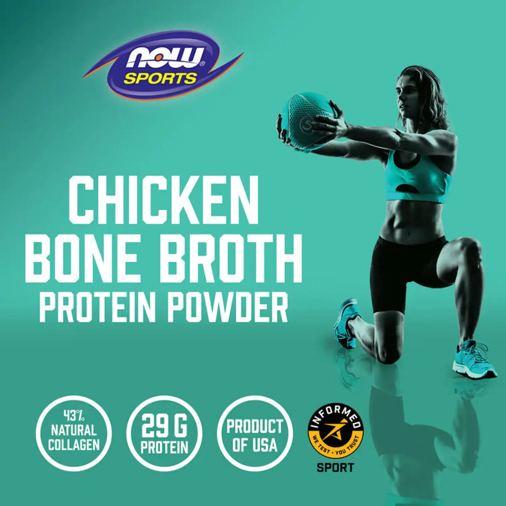 NOW FOODS PROTEÍNA DE CALDO DE HUESO DE POLLO 544GR SFN