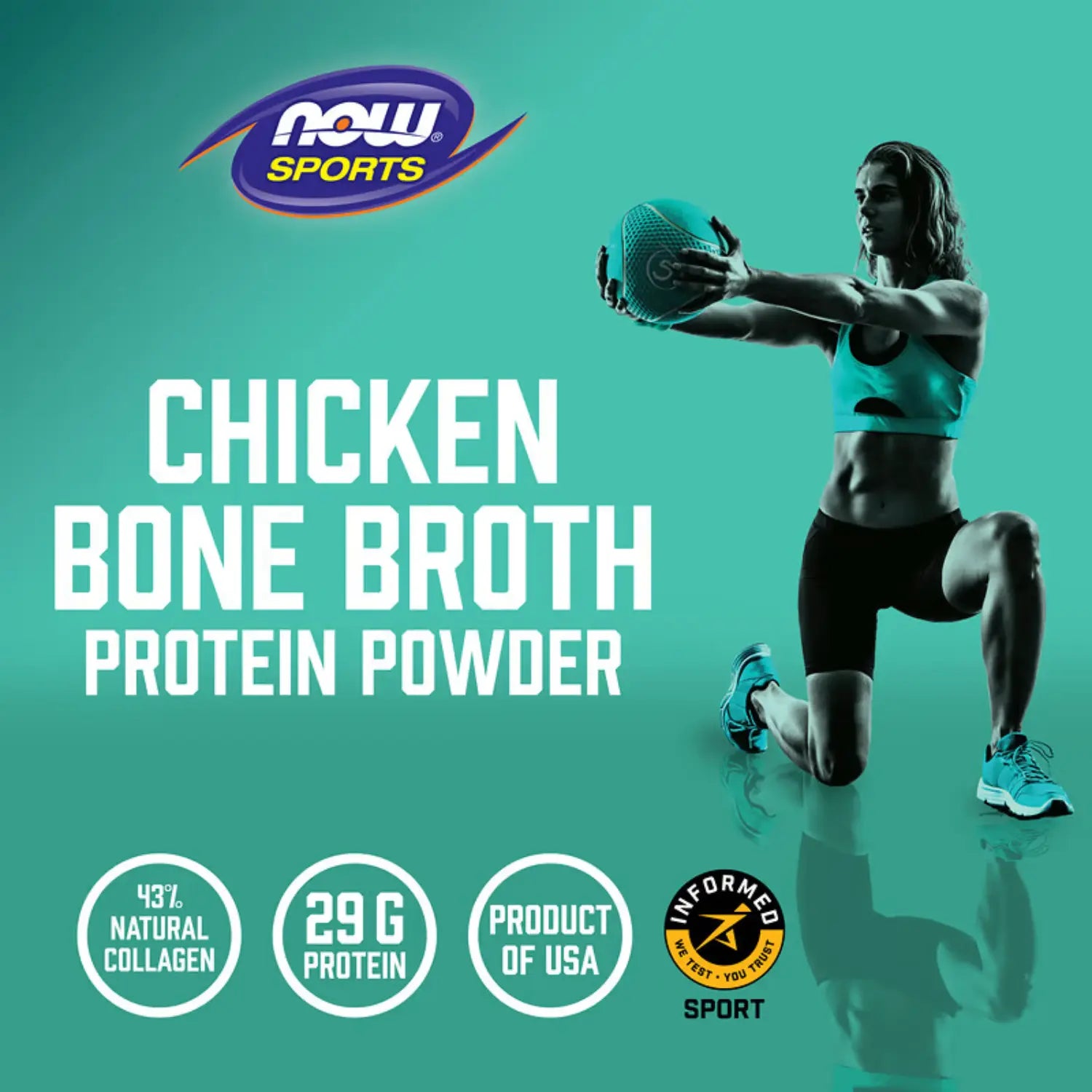 NOW FOODS PROTEÍNA DE CALDO DE HUESO DE POLLO 544GR SFN