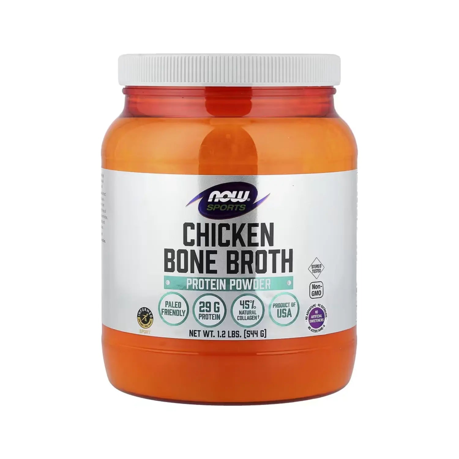 NOW FOODS PROTEÍNA DE CALDO DE HUESO DE POLLO 544GR SFN