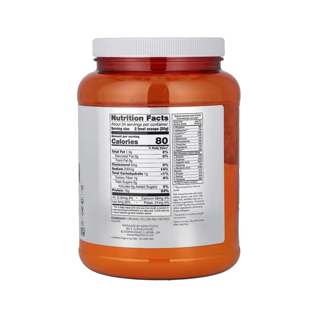 NOW FOODS SPORTS PROTEÍNA DE GUISANTE ORGÁNICA 680 G SFN