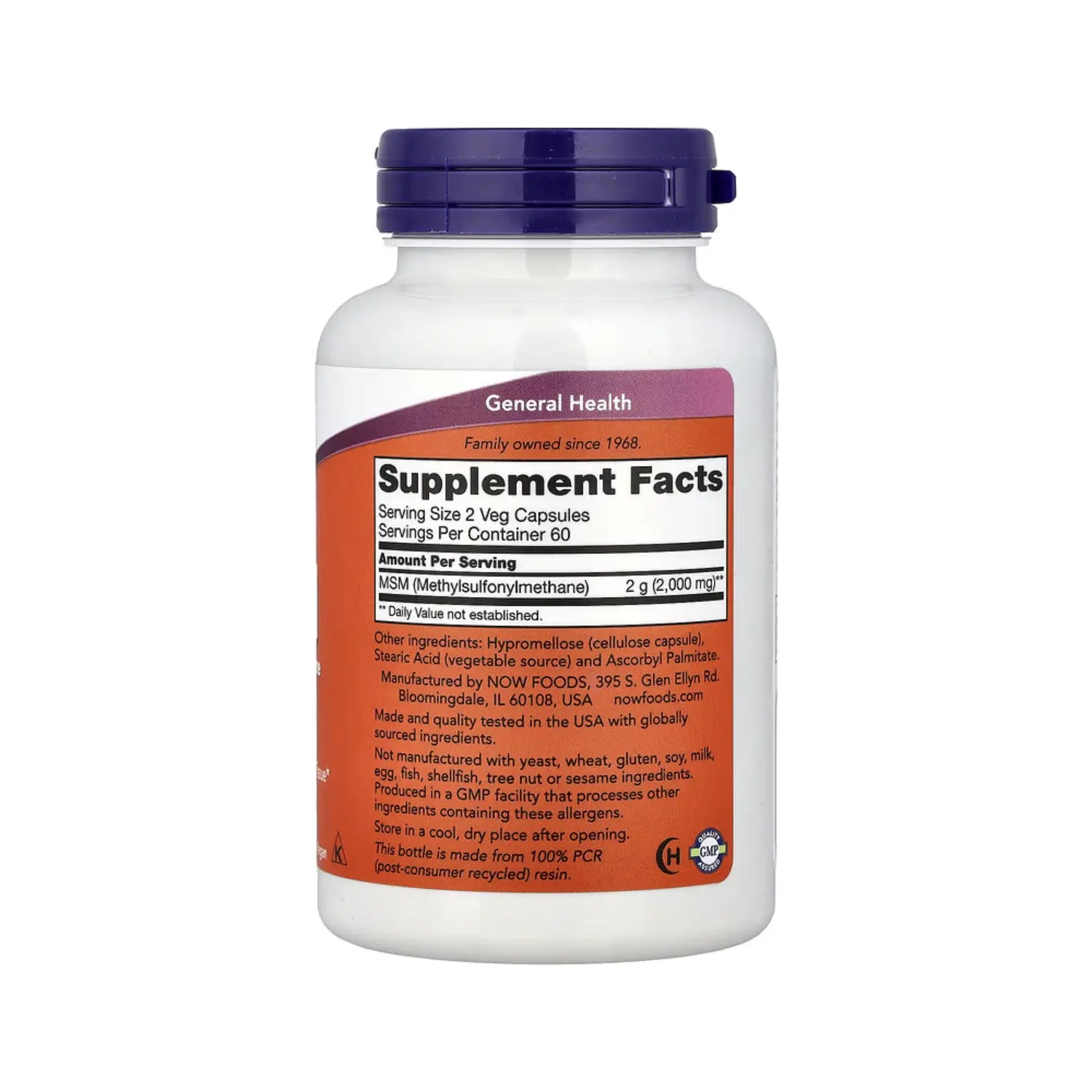 NOW FOODS, MSM, METILSULFONILMETANO 1000MG 120 CAPS SFN