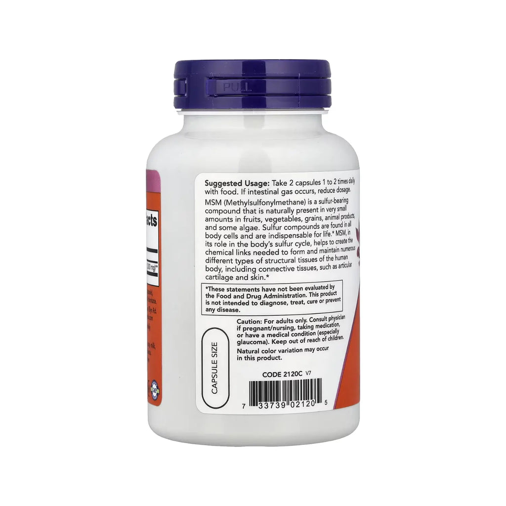 NOW FOODS, MSM, METILSULFONILMETANO 1000MG 120 CAPS SFN