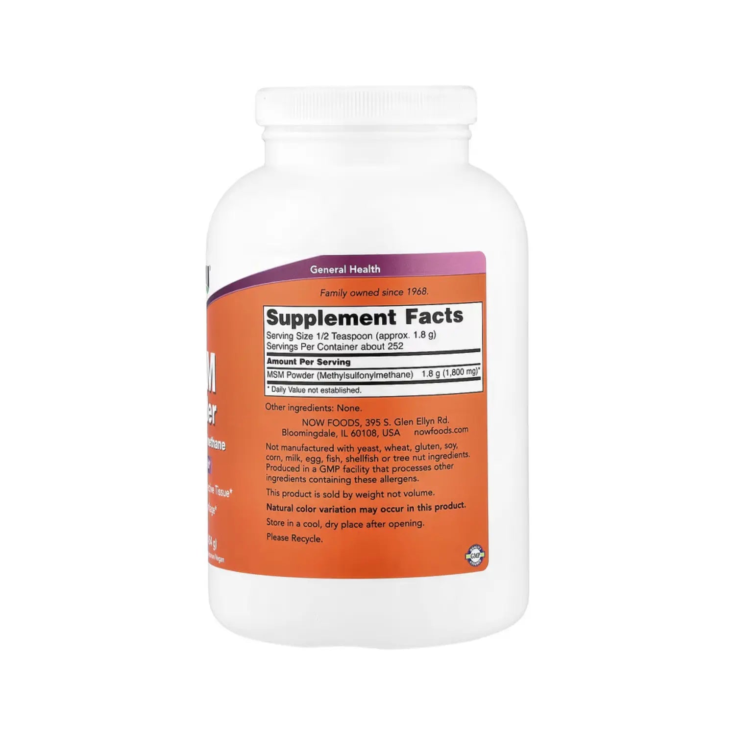 NOW FOODS MSM EN POLVO 1 LB (454 G) SFN