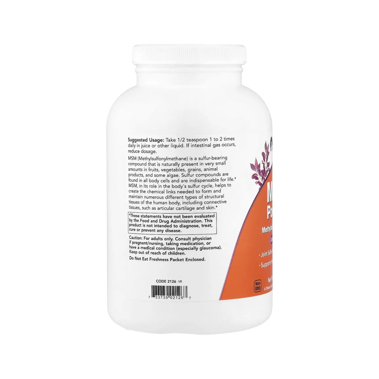 NOW FOODS MSM EN POLVO 1 LB (454 G) SFN