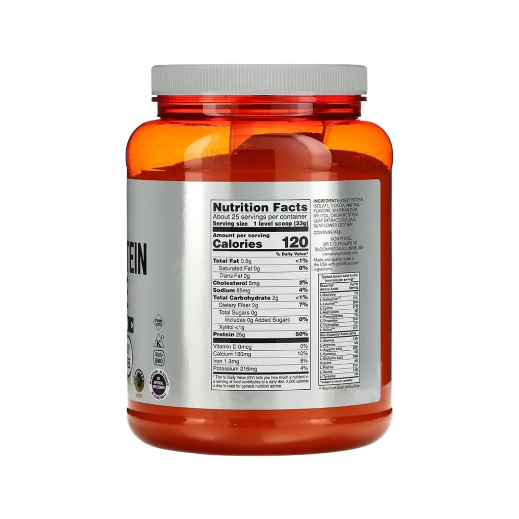 NOW FOODS PROTEINA SUERO DE LECHE AISLADO CHOCOLATE 816G SFN