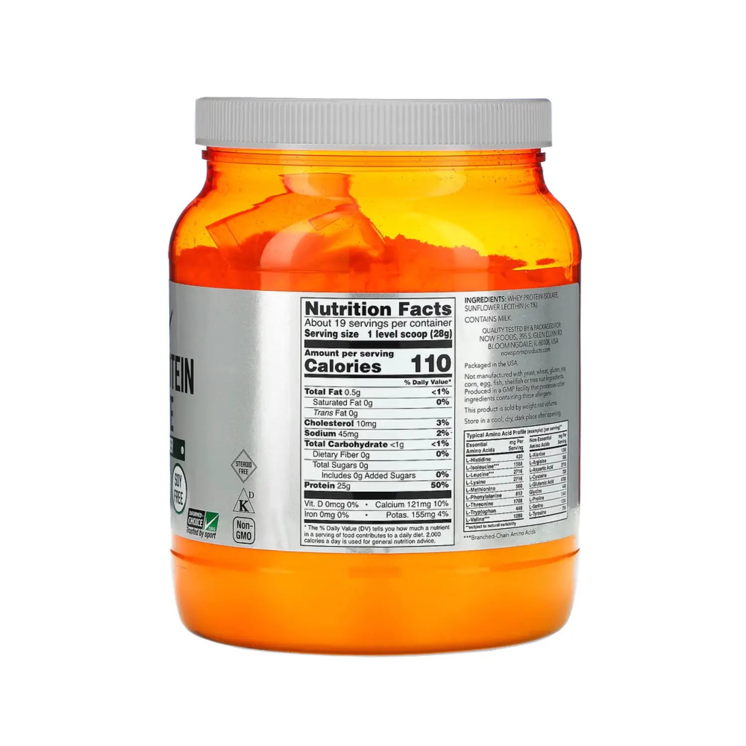 NOW FOODS AISLADO DE PROTEÍNA DE SUERO DE LECHE 544G SFN