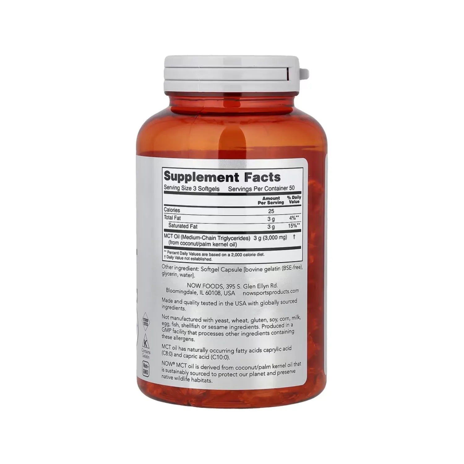 NOW FOODS, SPORTS, MCT OIL, 1000 MG, 150 CÁPSULAS BLANDASSFN