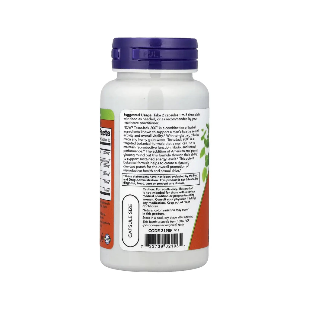 NOW FOODS TESTOJACK 200, 60 VEG CAPSULES SFN