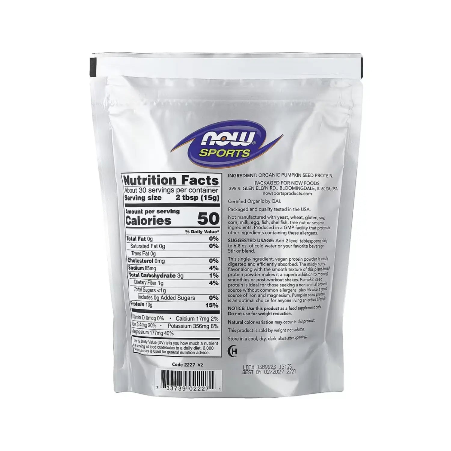 NOW FOODS SPORTS PROTEÍNA DE SEMILLA DE CALABAZA 454 G SFN