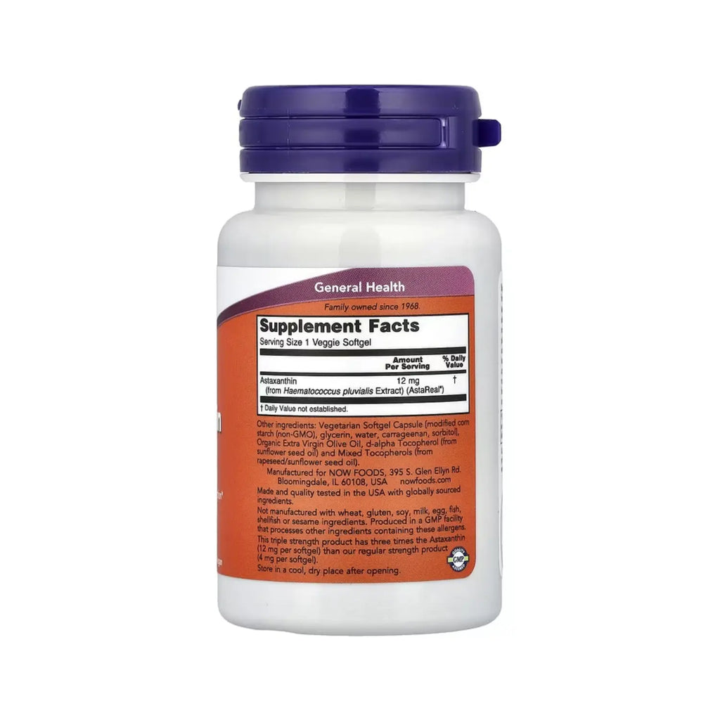 NOW FOODS ASTAXANTHIN 12mg 60 VEGGIE SGELS