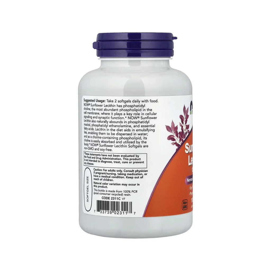 NOW FOODS LECITINA DE GIRASOL 1200 MG FOSFATIDILCOLINA SFN