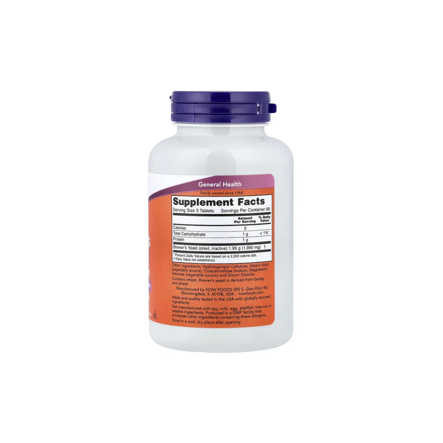 NOW FOODS, LEVADURA DE CERVEZA, 200 TABLETAS SFN