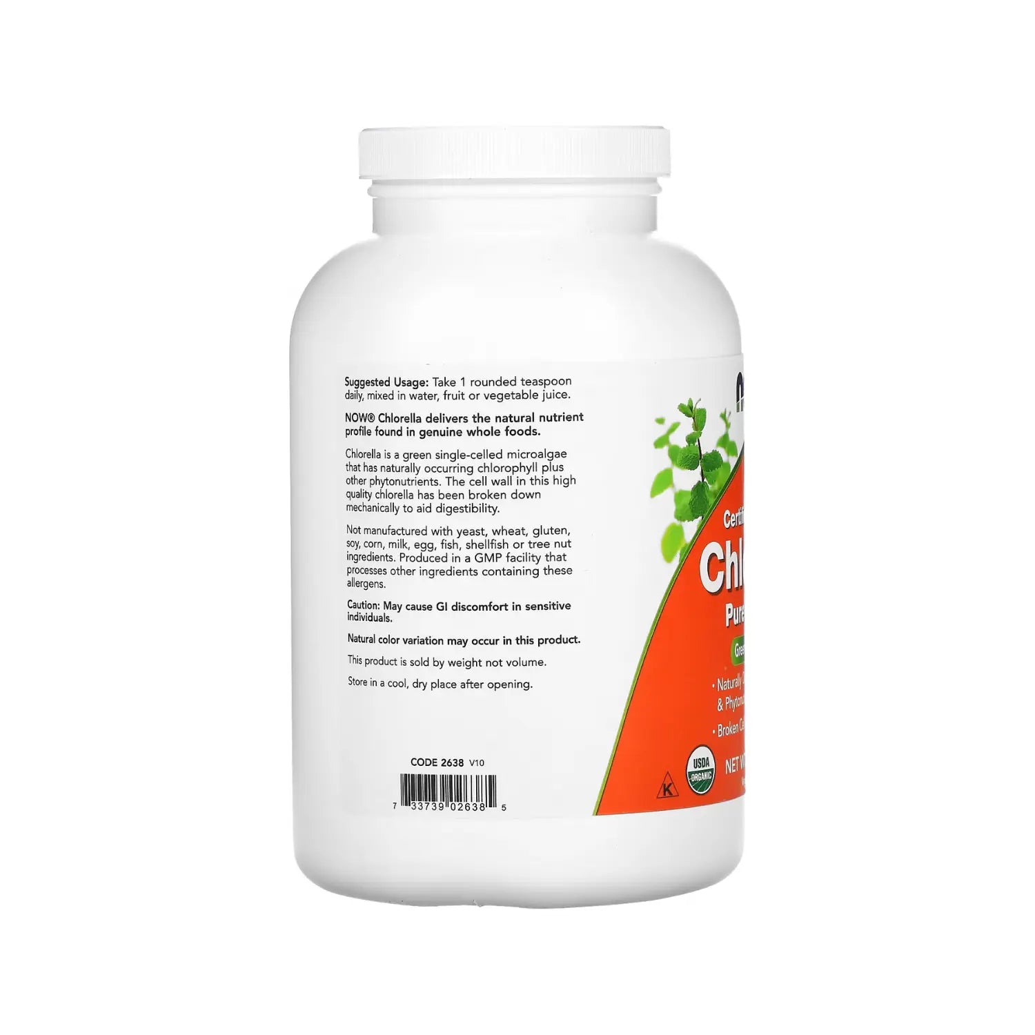 NOW FOODS CLORELA ORGÁNICA POLVO PURO 454 G (1 LB) SFN