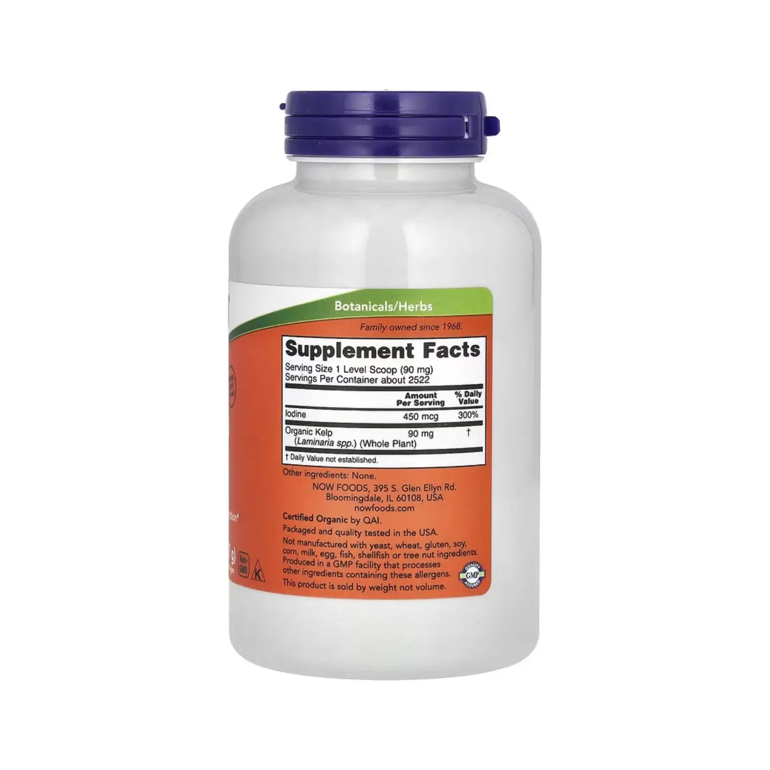 NOW FOODS KELP ORGÁNICO POLVO PURO 8 OZ (227 G) SFN