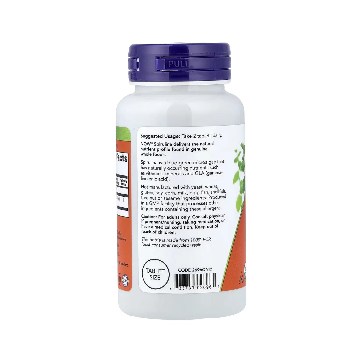 NOW FOODS ESPIRULINA ORGANICA 3000 MG 100TABS SFN