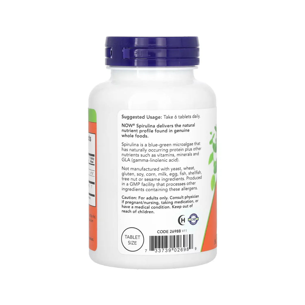 NOW FOODS ESPIRULINA ORGÁNICA PURA 200TABS 500MG C/U SFN