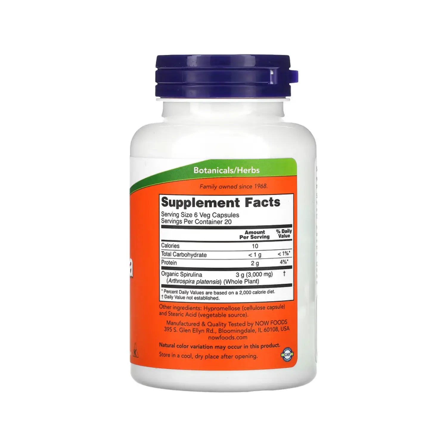 NOW FOODS ESPIRULINA NATURAL 500 MG 120VCAPS SFN