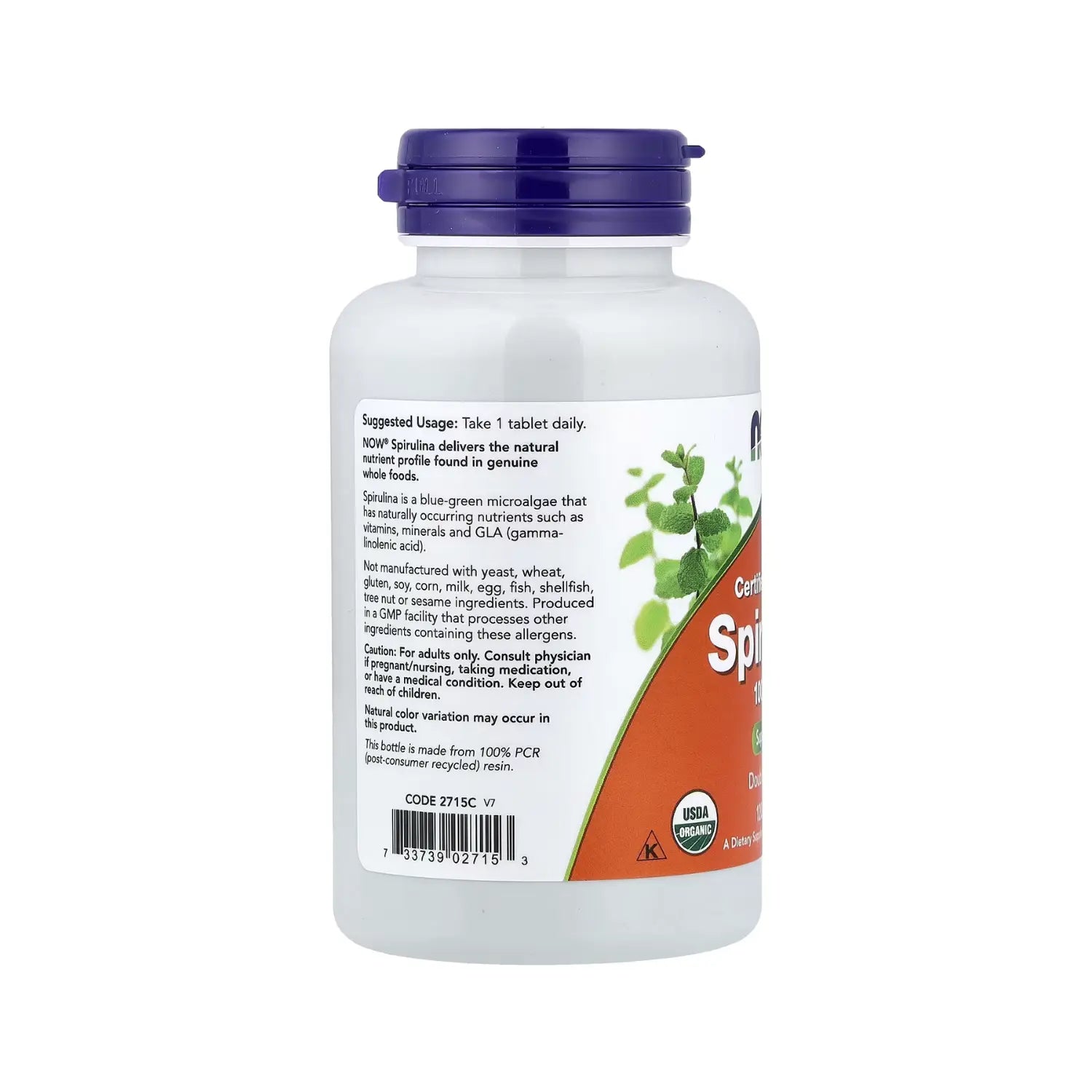 NOW FOODS ESPIRULINA DOBLE CONCENTRACION 1000MG 120TABS SFN